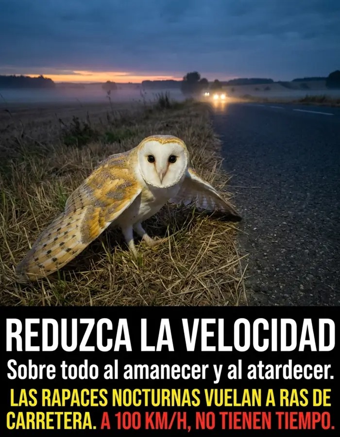 En este puñetero pais, los atropellos son la primera causa de muerte de la lechuza común y otros depredadores nocturnos ... 🦉🦊🦔🖤. ... Reduce tu velocidad, porque de cazadores, otra causa de muerte, nada podemos esperar. 🤔👊👊