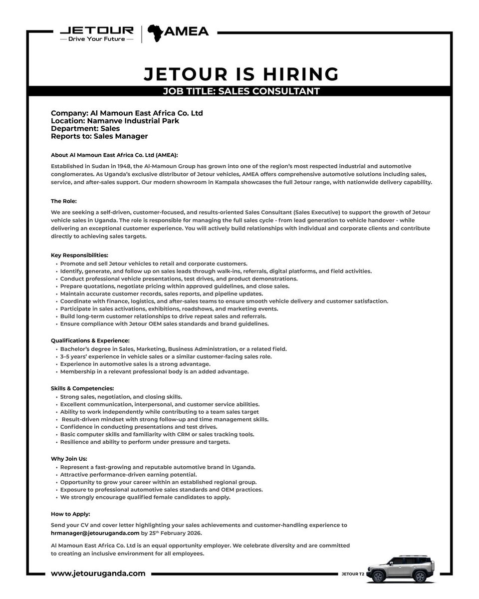 EvancoHR's tweet image. Marketing. coordinator @JetourUganda