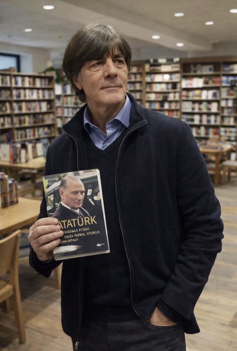 📚Alman teknik adam, kitapçıda "Atatürk"ü seçti!
Freiburg’daki bir kitapçı açılışına katılan Almanya eski teknik direktörü Joachim Löw’den bir kitap seçmesi istendi.
“Bu kitabı seçtim çünkü bir dönem Türkiye’de yaşadım. Orada tarihlerine dair çok şey öğrendim. 
Atatürk’ün
