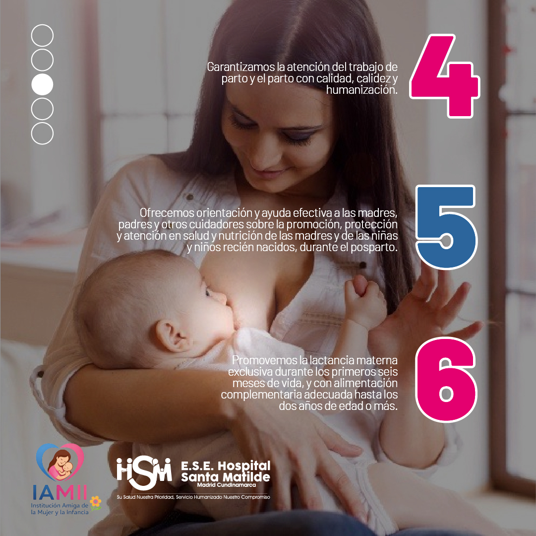 ESEHOSPITALHSM's tweet photo. ✨ E.S.E. Hospital Santa Matilde de Madrid INSTITUCIÓN IAMI 👶💗

Conoce los 10 pasos IAMI, un compromiso con la gestación segura, la lactancia materna 🤱 y el cuidado integral de nuestras madres, niñas y niños. 💙🌱 https://t.co/P8WRJudv6T