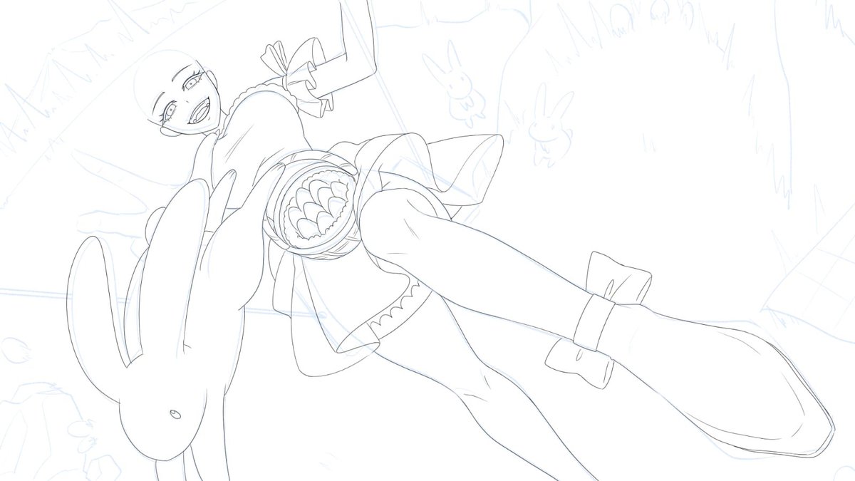 some #WIP lineart for easter, is there anyone waiting for how it turns out??👀👀👀