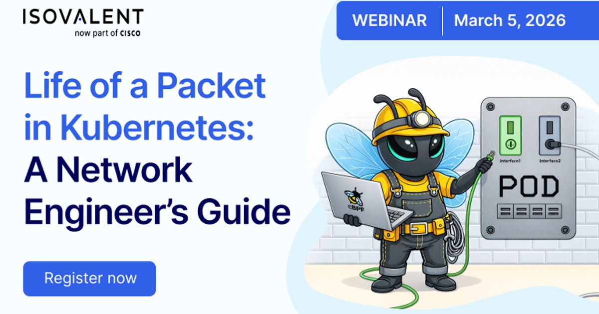 isovalent's tweet image. Ever wondered what happens to a packet after it leaves your switch or router?

Join “Life of a Packet in #Kubernetes: A #NetworkEngineer’s Guide” to follow traffic step by step, using networking concepts you already know.  

Register: isovalent.site/40iegZv