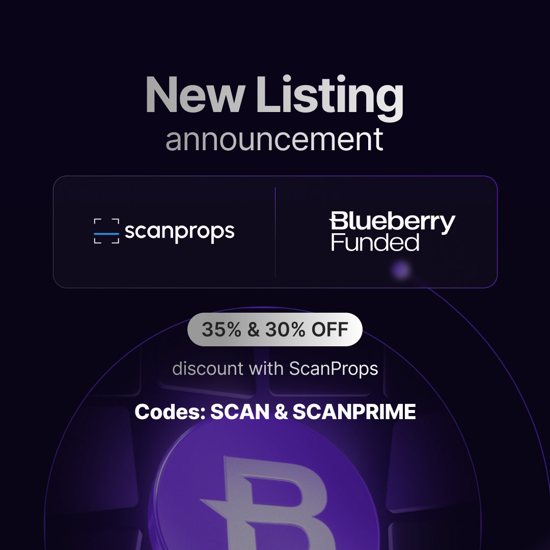 scanprops's tweet image. New Listing: Blueberry Funded is now live on ScanProps! 🫐

🔹Platforms: MT4, MT5, TradeLocker &amp;amp; DXtrade 
🔹Assets: Forex, Crypto, Metals, Energy &amp;amp; Indices 
🔹Profit Split: 80% 
🔹Broker Backed

Use code SCAN for 30% OFF + free account of the same size upon reaching payout on all