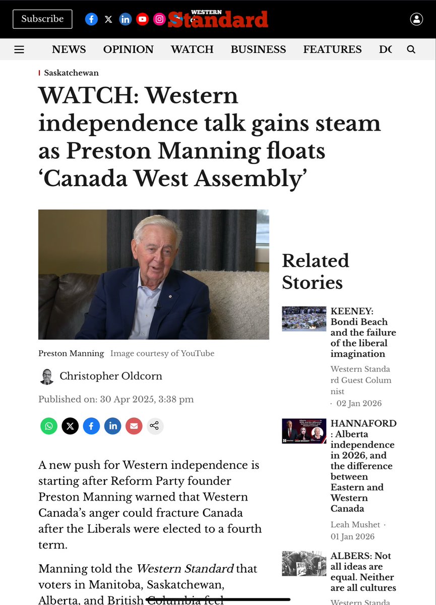 <a href="/treadheavynow/">AFraser</a> <a href="/ezralevant/">Ezra Levant 🍁🚛</a> <a href="/WBrettWilson/">* W. Brett Wilson *</a> Wilson is all in on this. No separation