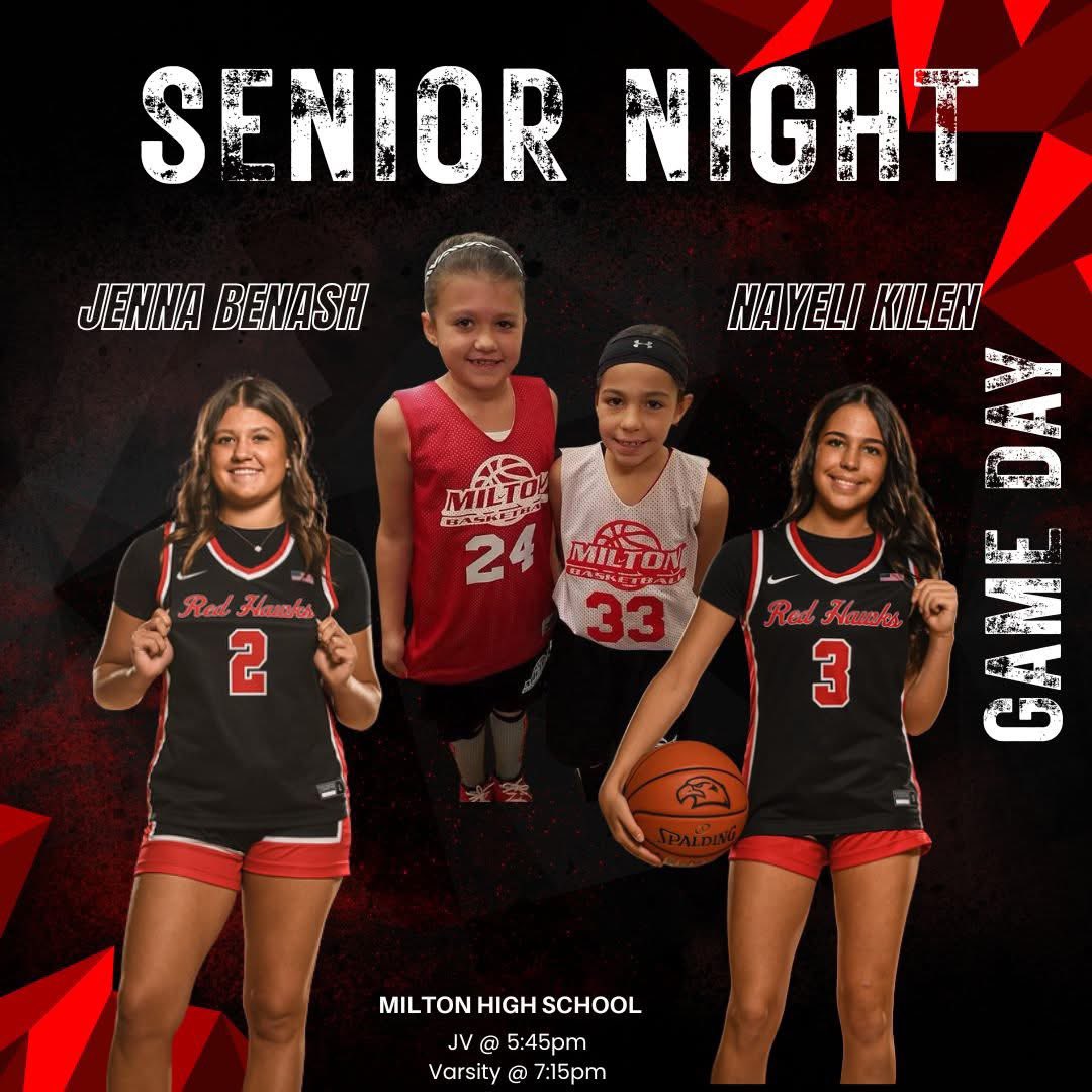 MHS_GBball's tweet photo. Game day at MHS!
Final home game of the regular season as the Red Hawks host Senior Night, celebrating  @nayelikilen and @JennaBenash thank you, seniors!
JV  at 5:45 PM with Varsity at 7:15 PM. 
Let’s make it a special night for this group and their families!
Go Hawks! https://t.co/GYjpNxwCUP