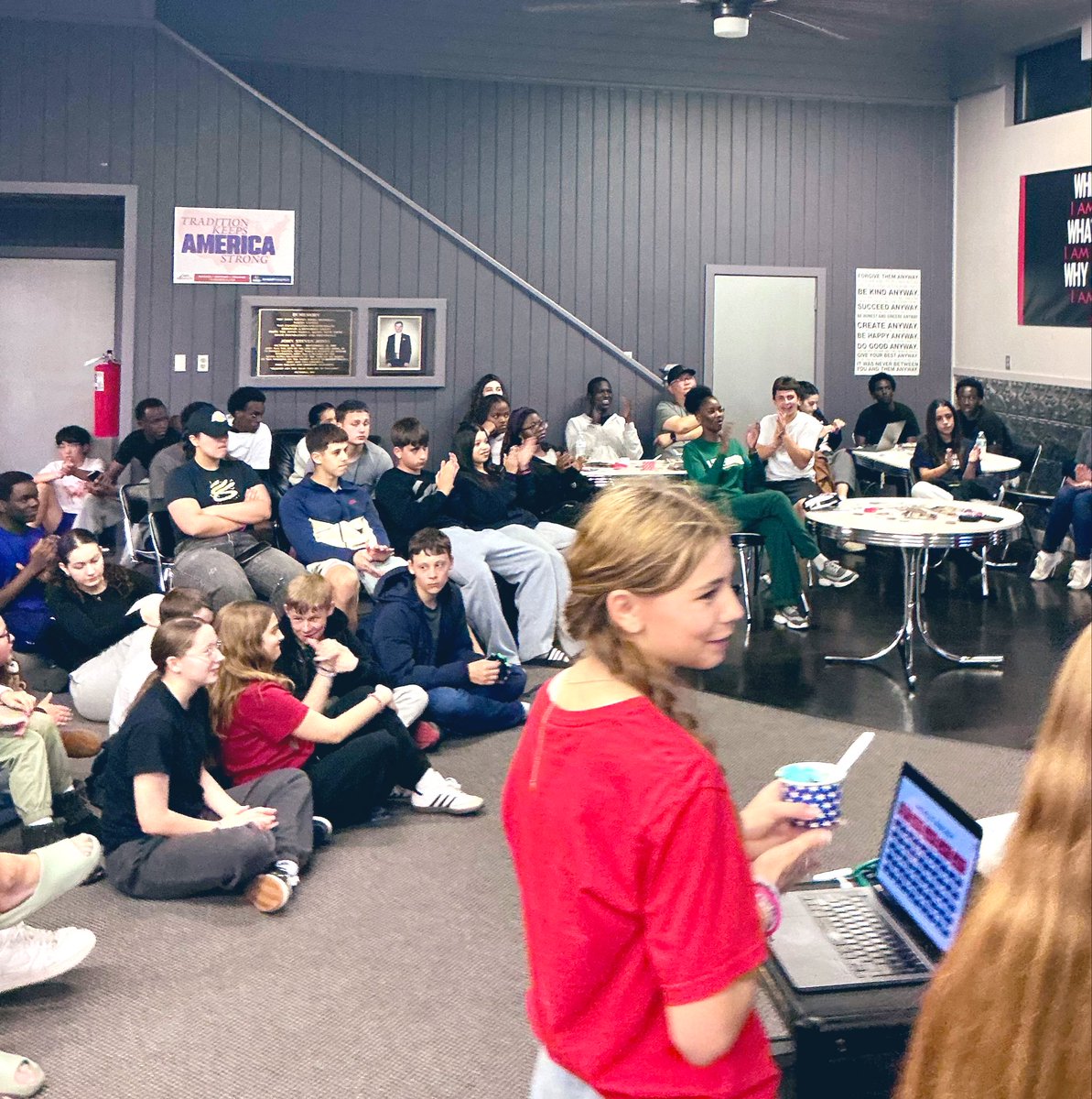 Living the American Dream with <a href="/tpusastudents/">TPUSA Students</a> at North Central Texas Academy!! 50+ international students attended NCTA’s chapter kickoff meeting ft U.S. trivia &amp; patriotic treats! #iheartamerica #americansweethearts #faithfamilyfreedom