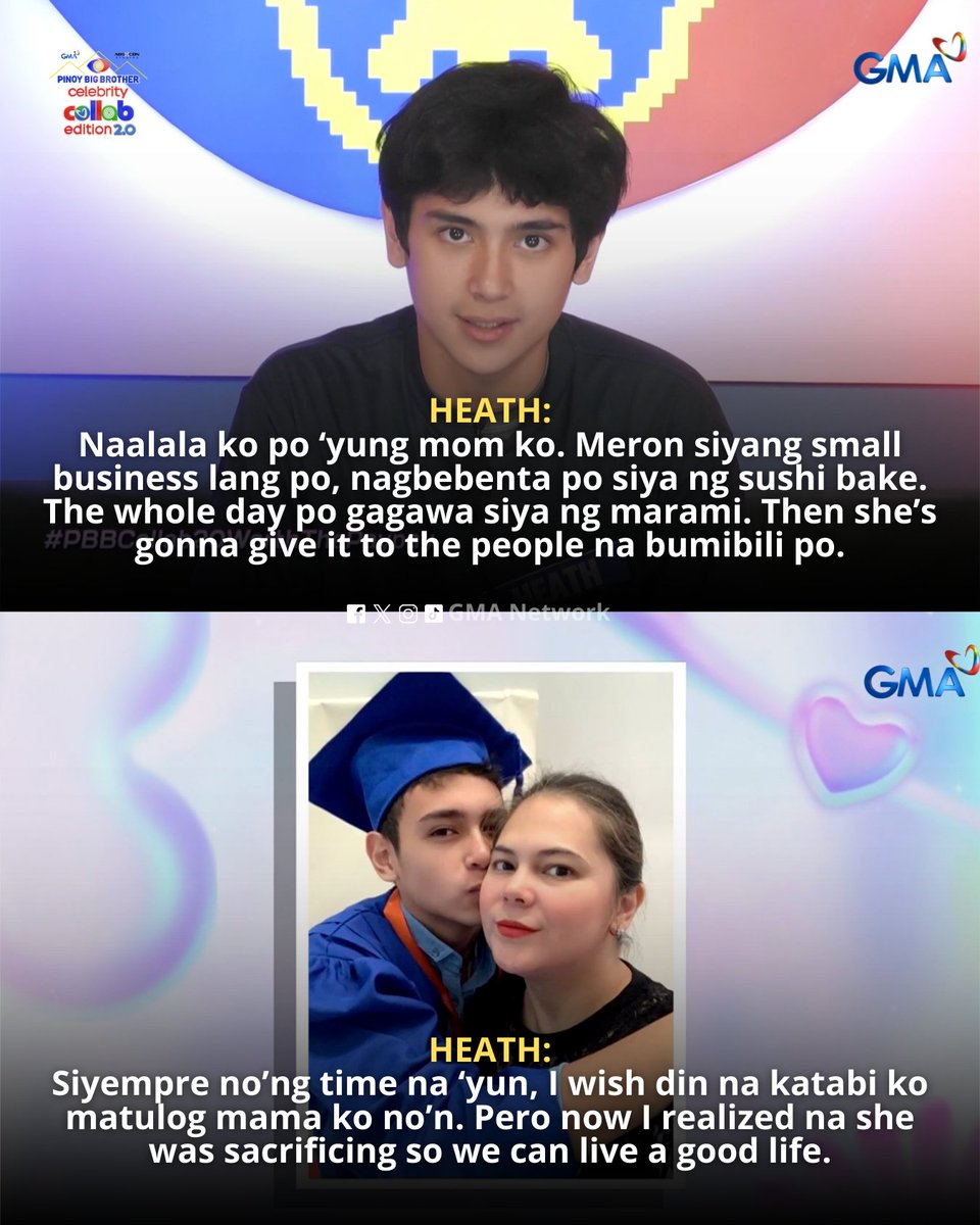 Mahal na mahal ka ng mom mo, Heath, and it shows! 💖

Watch #GMAPBBCollab on weeknights at 9:40 PM, Saturdays at 6:15 PM, and Sundays at 10:05 PM on GMA Network. 

For PBB All-Access Livestream, visit: GMANetwork.com/PBBLivestream

#PBBCollab20WorthThePaypay