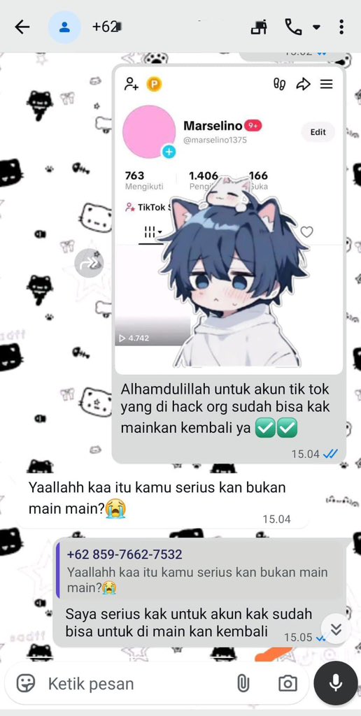 weavrying's tweet image. JASA pemulihan Akun &amp;amp; HAPUS AKUN 
Lacak lokasi, Hack 📲

FUL TESTIMONI ✅

~ Akun lupa password/ke hack 
~ Jasa sadap wa 
~ Jasa suspend / unsuspend akun 
~ Jasa hack &amp;amp; Pemulihan aku  

Tiktok, Gmail, Instagram, Twitter, Facebook,Telegram DLL 

Cek WhatsApp di Bio ☎️