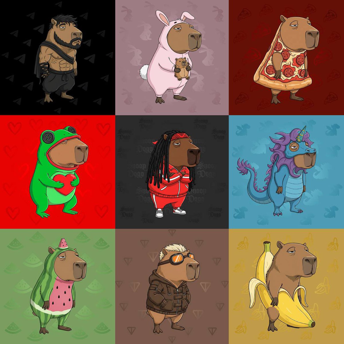 Dear Capy Fam! 
Our wonderful NFT collection is almost ready. 
You will find 100 unique non-repeating models with unique characters, backgrounds and patterns. Be prepared, coming soon…