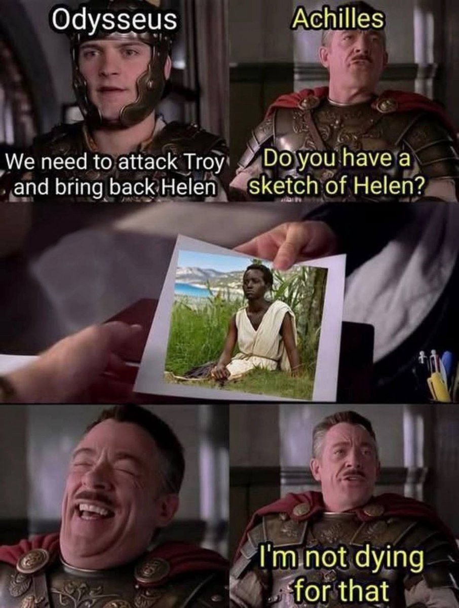 Ansioso di fallire miseramente (e io COL CAZZO che vado a vedere sta cagata), Christopher Nolan decise di usare Lupita Nyongo come Elena di Troia nella sua Odissea.

ZERO attori greci, race swap, totale disrespect per letteratura ed Europa in genere.

Ottimo.
Il flop arriverà.