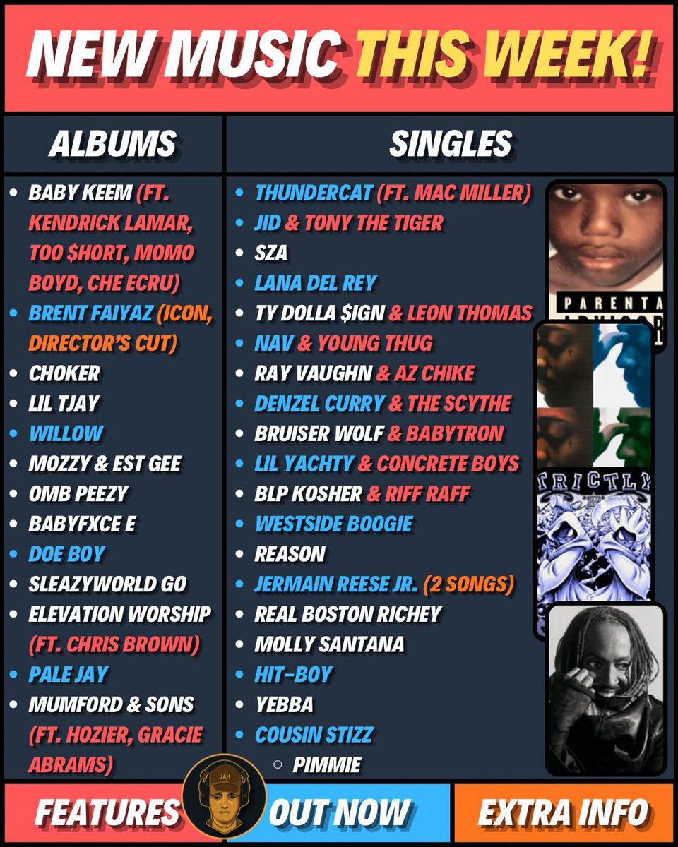 ALL THE NEW MUSIC DROPPING TONIGHT 🚨

Baby Keem is getting that first listen for me… I’VE BEEN WAITING.