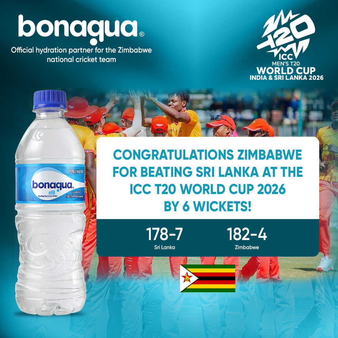 SchweppesZW's tweet photo. Victory secured. 🇿🇼
Zimbabwe beats Sri Lanka by 6 wickets at the ICC Men’s T20 World Cup 2026, with Sikandar Raza shining as Player of the Match.
We’re proud to fuel the passion. 💧🏏
#Bonaqua
#ZIMvSL https://t.co/XBCAVzdeF0