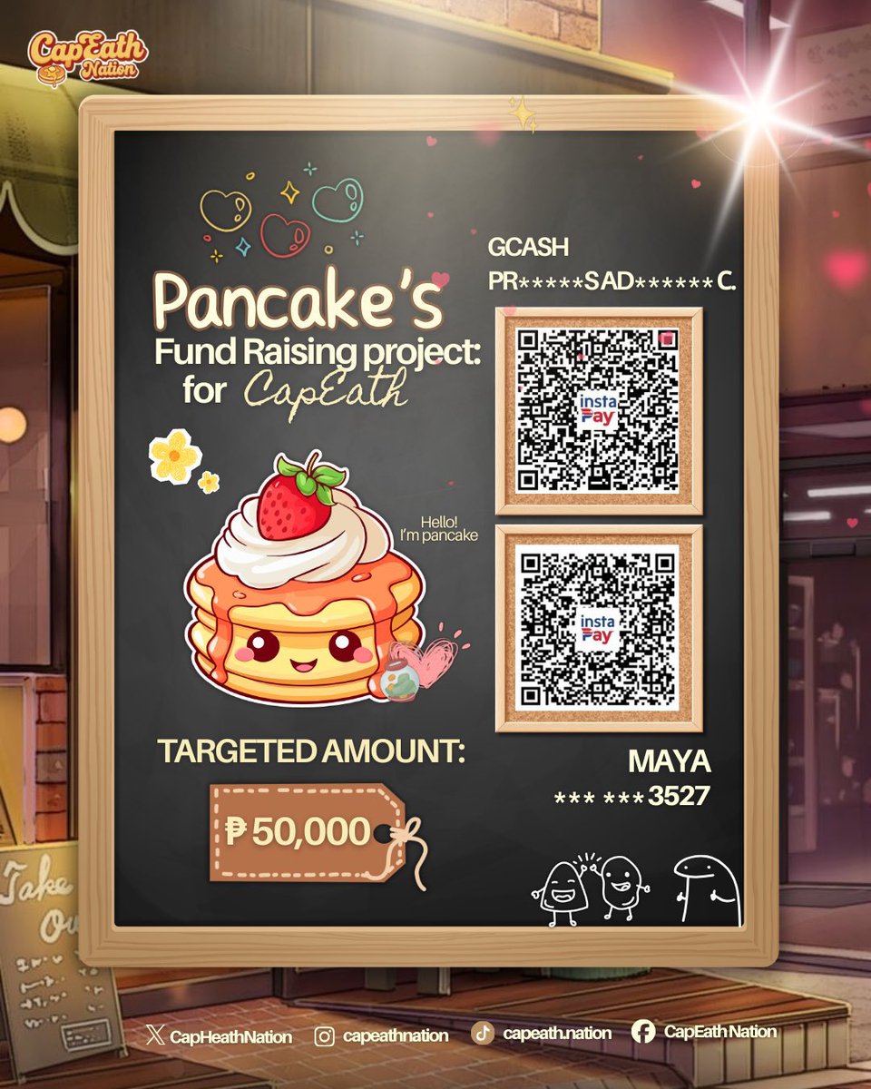𝗛𝗘𝗟𝗣 𝗟𝗜𝗧𝗧𝗟𝗘 𝗣𝗔𝗡𝗖𝗔𝗞𝗘 𝗚𝗘𝗧 𝗧𝗢 𝗛𝗘𝗥 𝗚𝗢𝗔𝗟!

Fancakes! Help our little pancake friend reach her goal! 

We're not halfway yet, and every help is needed and appreciated to fully execute our Big Night projects for Caprice and Heath. Any amount of donation is