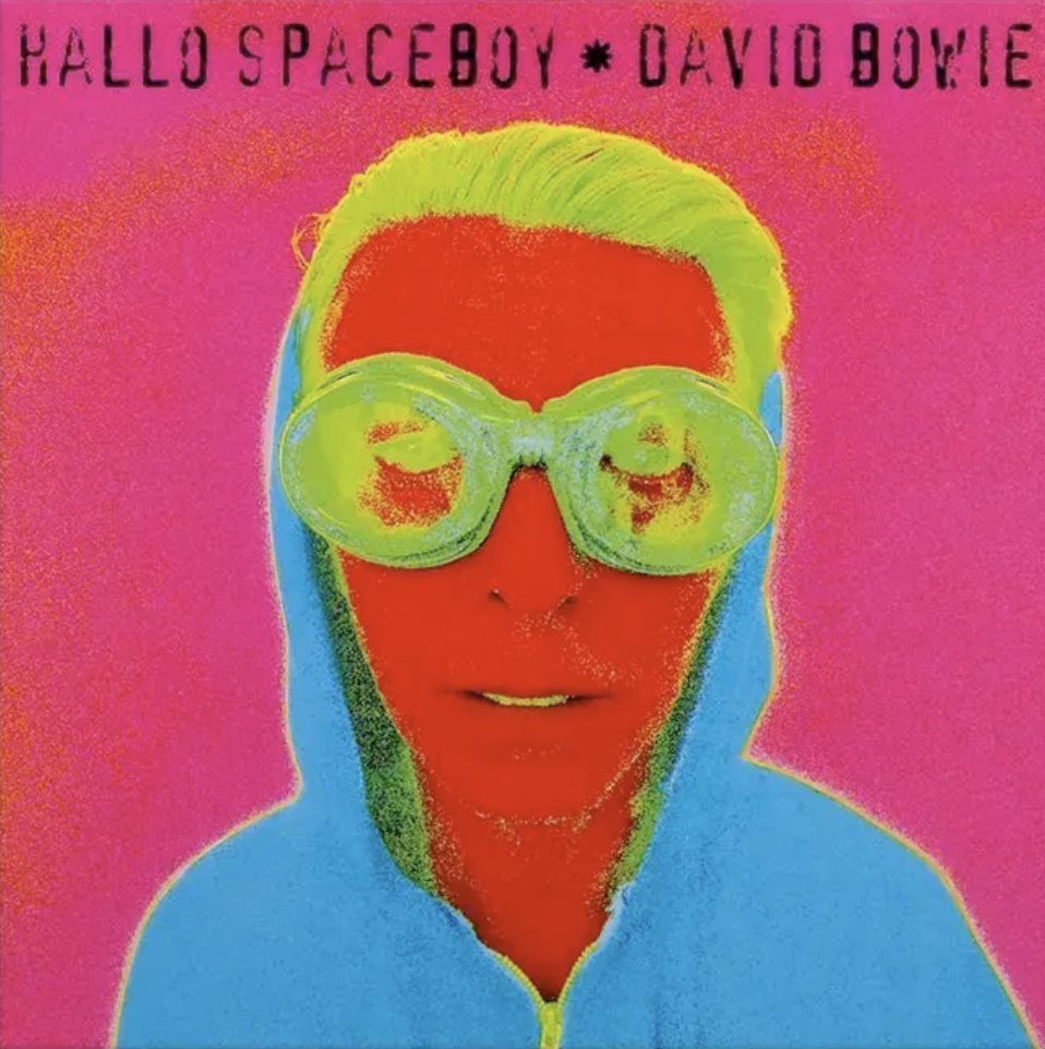 bowieonspotify's tweet photo. David Bowie's 'Hallo Spaceboy' single turns 30 today! The @petshopboys remixed Outside song would peak at #12 in the UK Singles Chart and chart in many more European countries. Written by Bowie with ENO and @reevesgabrels (uncredited). Revisit: https://t.co/fbluZzvzk2 https://t.co/SV3nR3CAdj