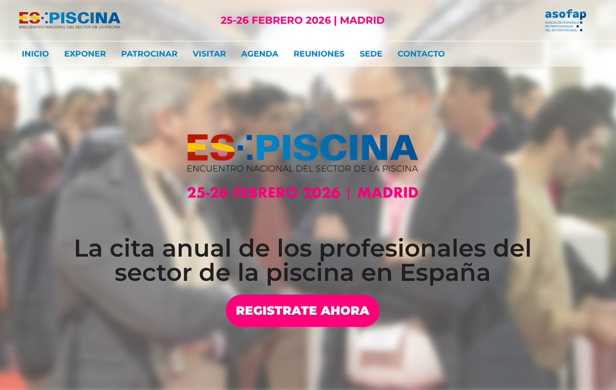 🌊 ¡Mañana arranca ES·PISCINA 2026! 
Negocio, innovación y formación en el sector. Reuniones, demos, Premios ASOFAP y F1 Experience.
 📍 Pabellón de Convenciones #ESPiscina2026
espiscina.es/agenda/