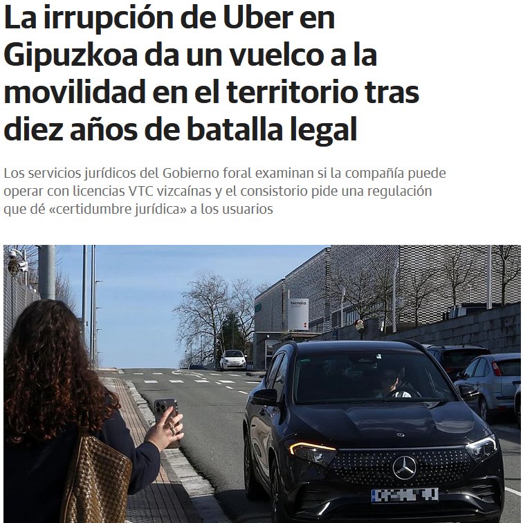 Dicen que <a href="/Uber/">Uber</a> viene a traer competencia. Me parto de risa!

Uber es un monopolizador por defecto, que presiona con fuerza para reducir:

- transporte público
- bidegorris 
- zonas peatonales
- zonas de bajas emisiones
- derechos laborales

Y el Diario Vasco aplaudiendo con las