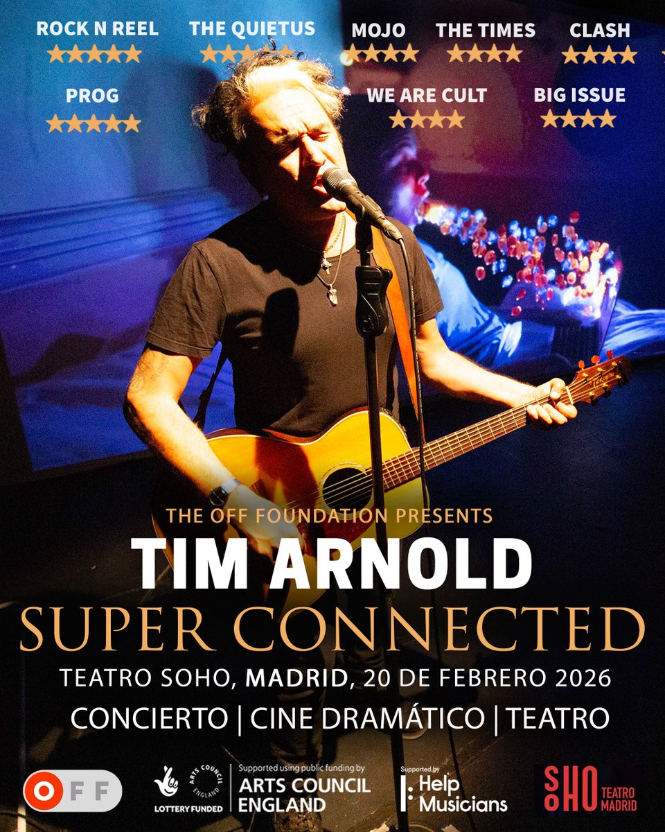 [Artículo]

🔹El músico y compositor británico Tim Arnold nos trae una performance con «Super Connected».

Una mirada crítica entre las nuevas tecnologías y la soledad contemporánea, ¿Vamos por buen camino?

<a href="/TeatroSoho/">Teatro Soho Club Madrid</a> | 20 de febrero | 21.30h

Más info | bit.ly/4r3LPcZ