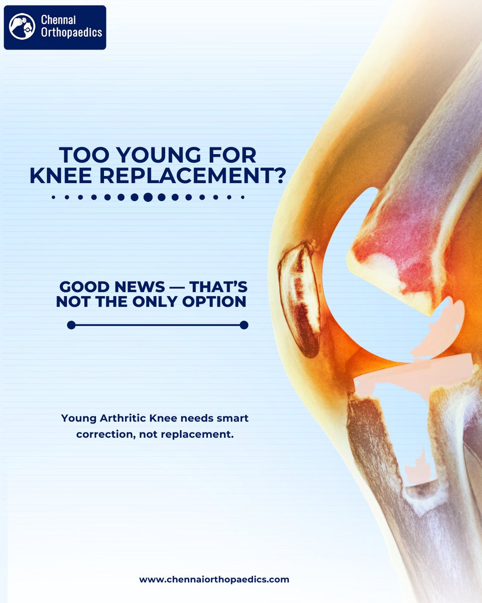 chennaiortho1's tweet photo. Too young for knee replacement?
If you’re dealing with knee pain or early arthritis, treatments can help you stay active without rushing into replacement.

🌐 Visit: https://t.co/0F5HC7lGzn
📞 +91 93428 02249 | +91 88258 81253 https://t.co/RrKDKZnqPQ