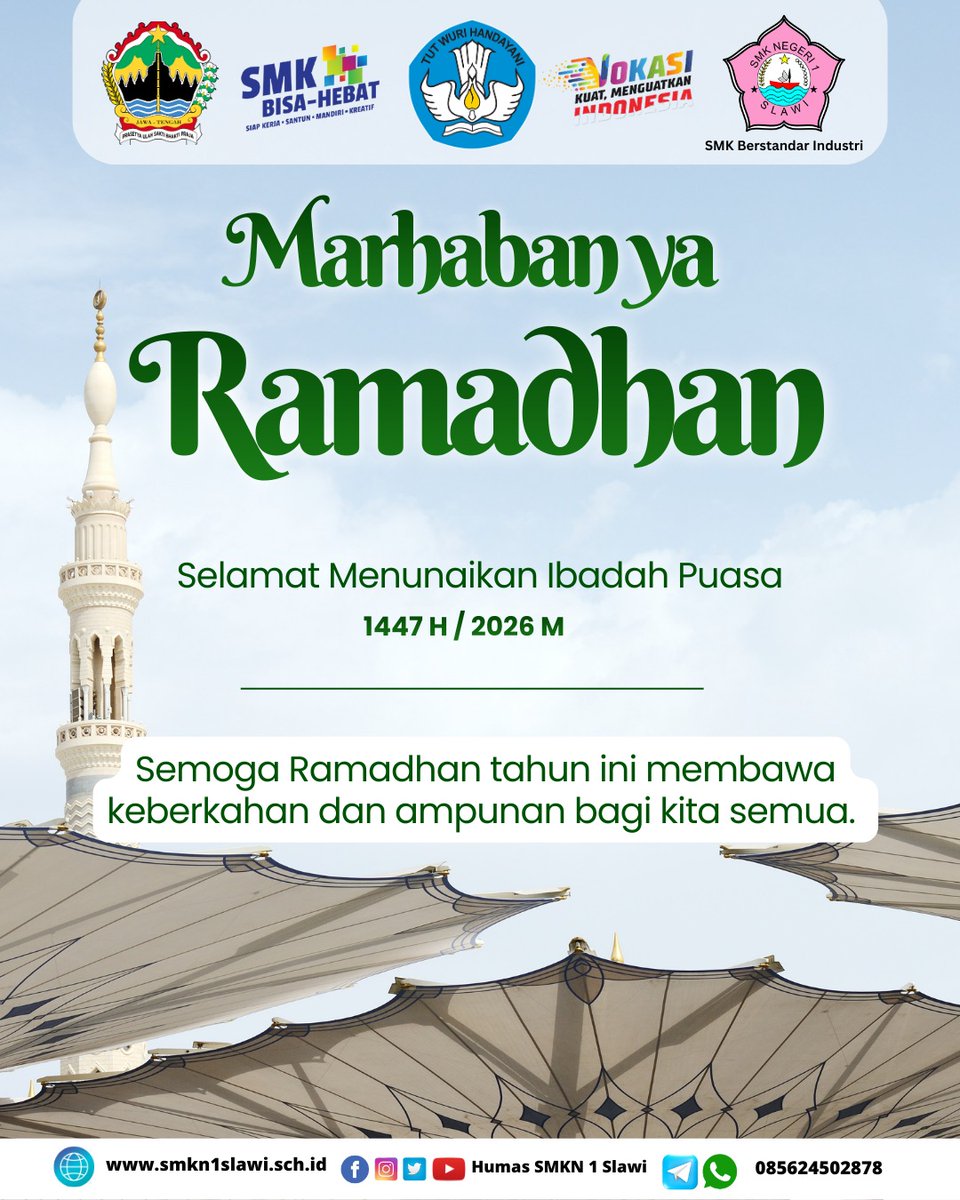 1Slawi's tweet photo. Assalamualaikum warahmatullahi wabarakatuh

Marhaban Yaa Ramadhan. Selamat menunaikan ibadah puasa 1447 H / 2026 M.

Semoga Ramadhan tahun ini membawa keberkahan dan ampunan bagi kita semua. Aamiin Yaa Robbal Alamin 🤲 

Wassalamualaikum warahmatullahi wabarakatuh https://t.co/UJT5zLtVp4