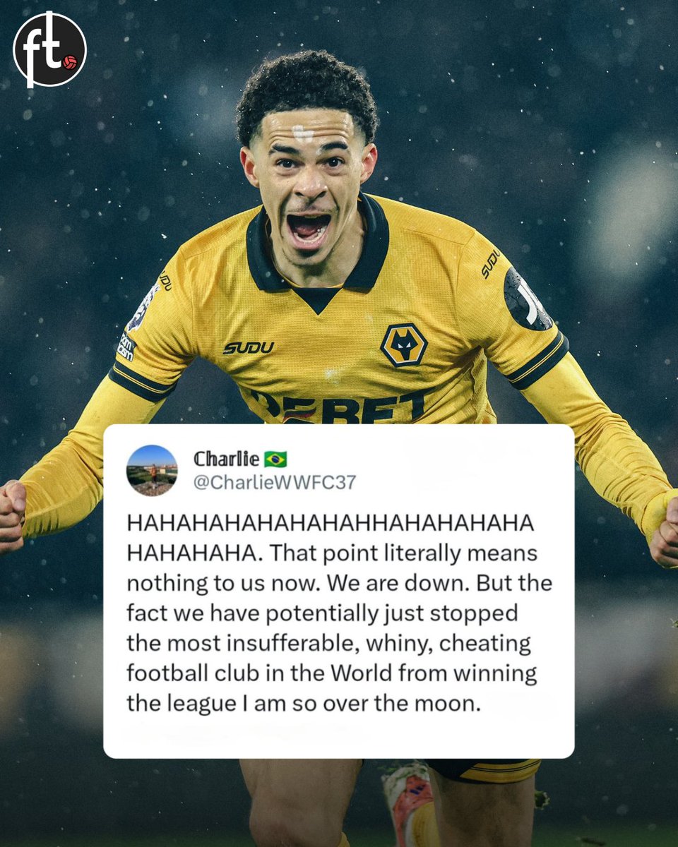 Footballtweet's tweet image. This Wolves fan was over the moon after last night's draw against the league leaders. 🤣🤣

It got me thinking - are Arsenal the most hated club in England? 🤔

They are definitely the most hated on social media.