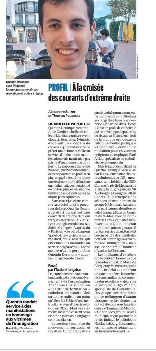 Titre racoleur, amalgames faciles, insinuations sans nuance : quand <a href="/le_Parisien/">Le Parisien</a> préfère coller des étiquettes plutôt que chercher la vérité. Derrière le sensationnalisme, une réalité humaine balayée au profit du récit. Le débat mérite mieux que ça #Déontologie #Presse #Quentin