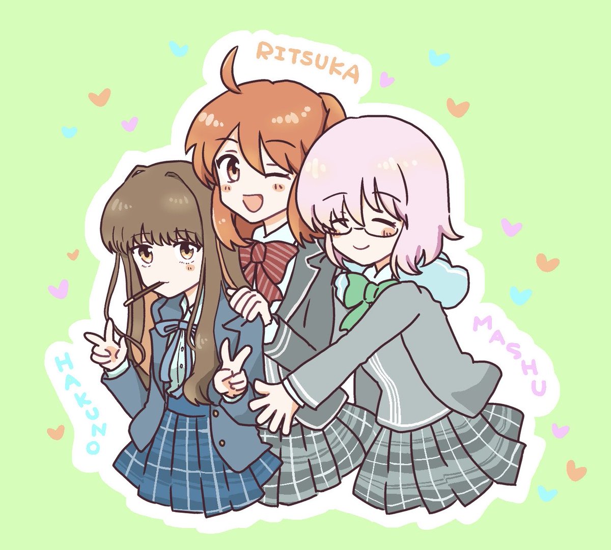 gureshio's tweet photo. バレンタイン礼装が可愛すぎたので久々にお絵描きしました☺️3人娘ありがとうございます！ https://t.co/Lffb5IgCpv