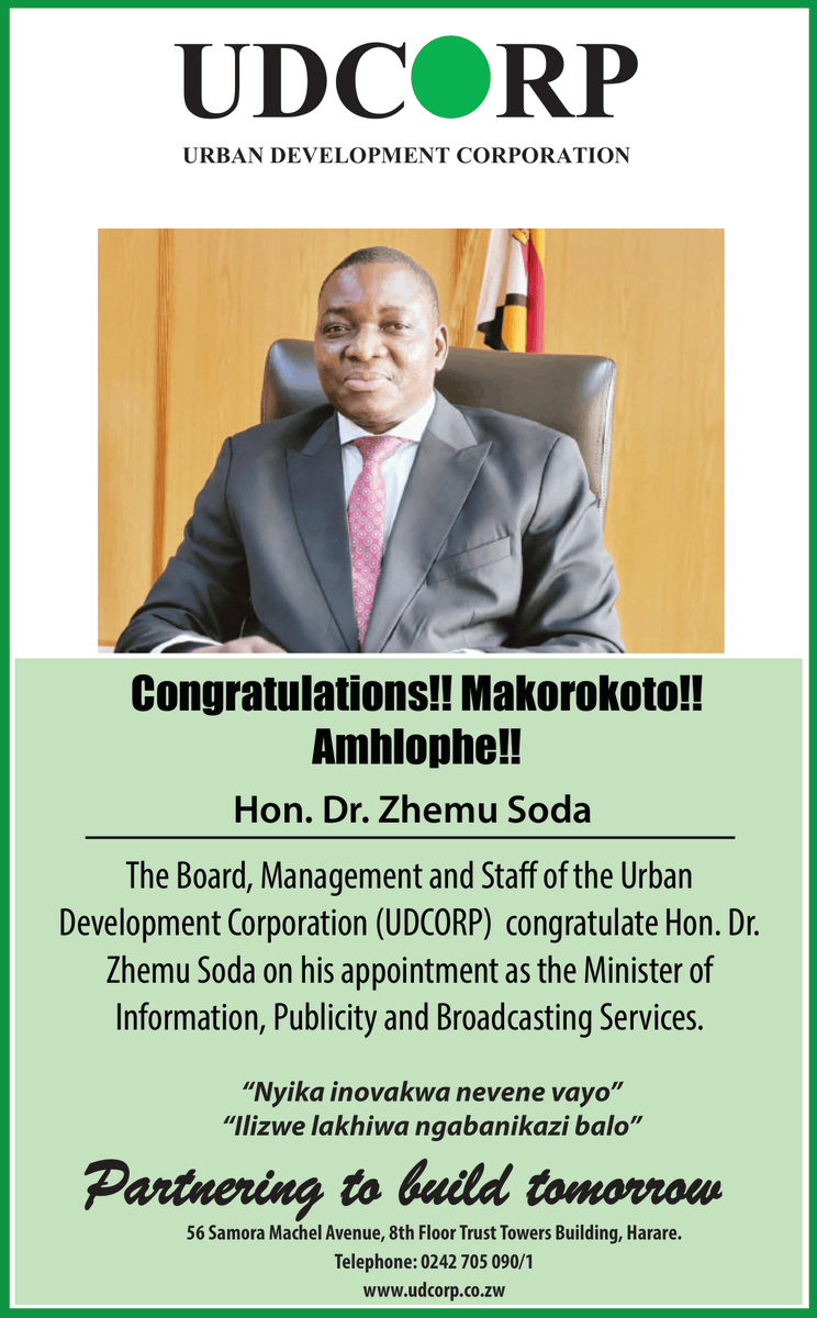 Congratulations!! Makorokoto!! Amhlope!! Honourable Dr. Zhemu Soda!!