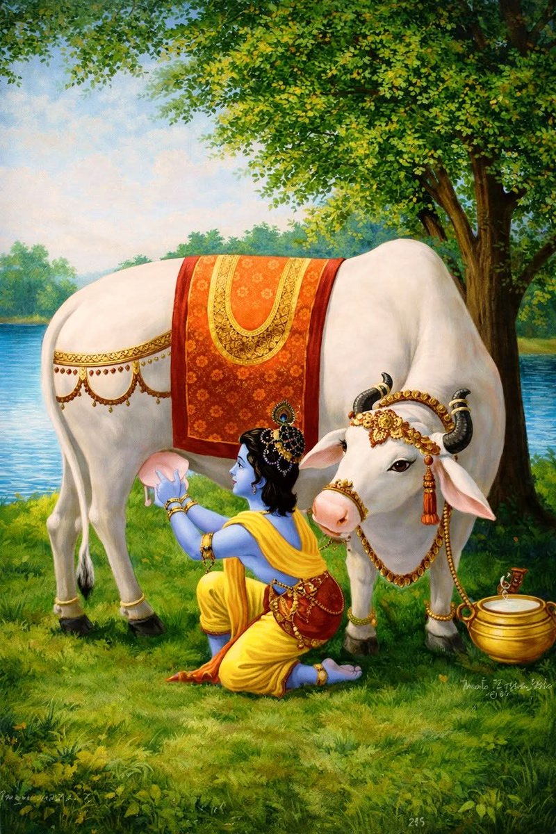 गौमाता की सेवा करते नटखट कन्हैया का यह स्वरूप अत्यंत मनमोहक है। कान्हा की कृपा और गौ सेवा का पुण्य सबको मिले।