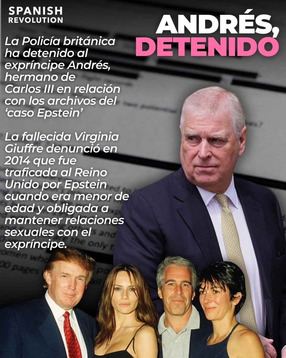 🚨 La Policía británica ha detenido este jueves al expríncipe Andrés, hermano del rey Carlos III, bajo sospecha de “mala conducta en un cargo público. El arresto se produjo tras la divulgación de correos del Departamento de Justicia de EE.UU. que lo vincularían con la entrega de
