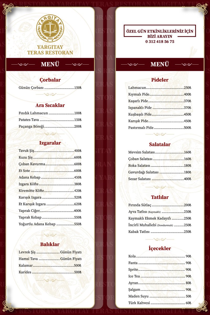 Damakta iz bırakan tatlarımızla Ankara'nın kalbindeyiz.  

Rezervasyon için 0312 418 4854 ve 0312 418 5675 'ten ulaşabilirsiniz.