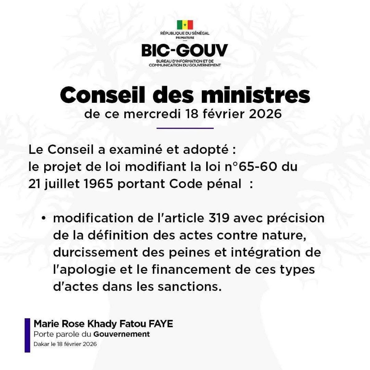 Lutte contre l'homosexualité, l'état corse les peines dans le code pénal tant pour la pratique que pour l'apologie de ce mal. Ce projet de loi a défini les actes contre natures en élargissant son assiette d'actes qualifiés contre nature.