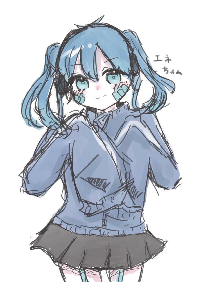 あまりにも衝動描きすぎるｴﾈちゃん…🩵 色含めて30分で描いてたっ 雑