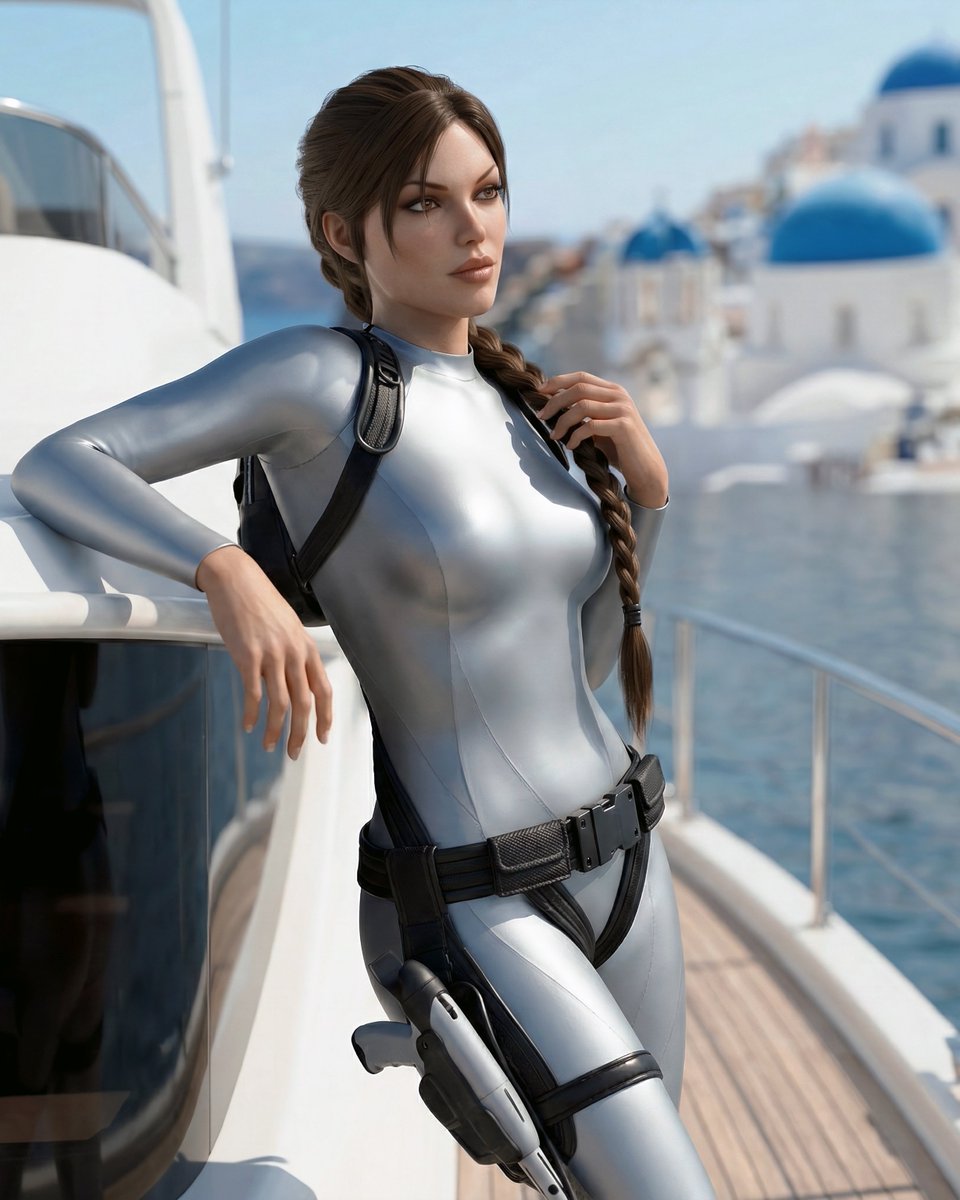 Lara Croft in newly shared photo from Santorini:

“If all else fails, I can get into the postcard business.”