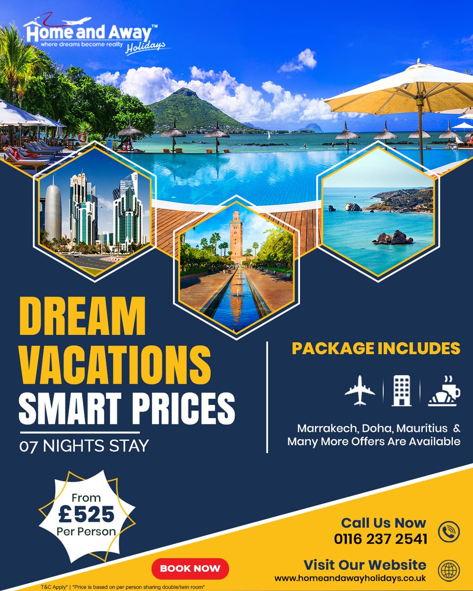 Homeandawaytour's tweet image. 🌴 Escape the ordinary for just £525pp ✈️

7 nights. All-inclusive. Return flights included.
Sun, relaxation &amp;amp; unforgettable memories await.
Limited availability ⏳
📞 0116 237 2541
Book now &amp;amp; start your dream escape 🌍
links.homenawayholidays.co.uk/IcEFgr
#TravelDeals #HolidayDeals