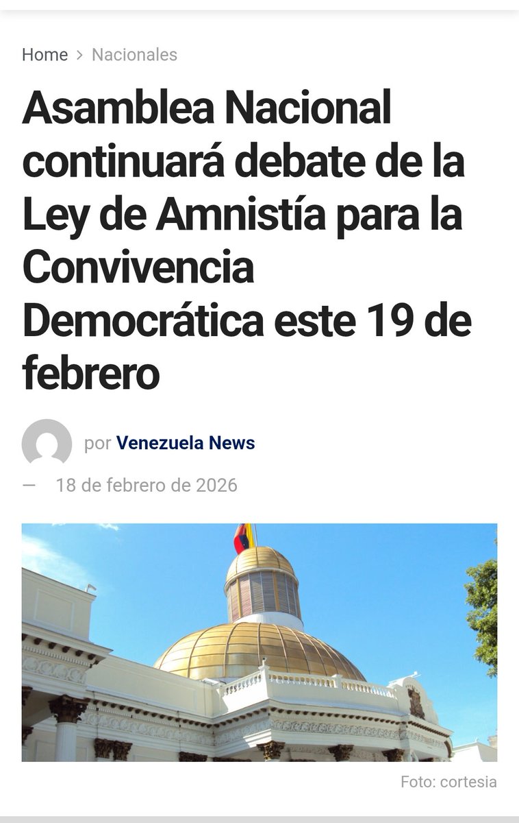 Juddeimyro66174's tweet photo. Asamblea Nacional continuará debate de la Ley de Amnistía para la Convivencia Democrática este 19 de febrero
#ÚltimoMinuto #amnistia #an #debate #febrero https://t.co/Qj43oHQFH6