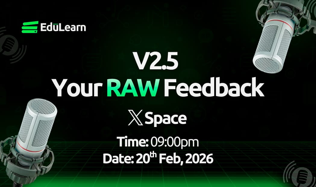edulearndotfun's tweet photo. If you’ve been following the build up to V2.5 and you want to understand what’s changing, what’s improving, and where EduLearn is heading next, tomorrow is your chance to be part of that conversation💚

We’re hosting a V2.5 Your RAW Feedback X Space where we’ll walk through the updates , how learning and earning connect inside the system, and what this phase means for everyone building with us.

We’ll be live tomorrow at 9:00 pm 
Save the time and be there 💚