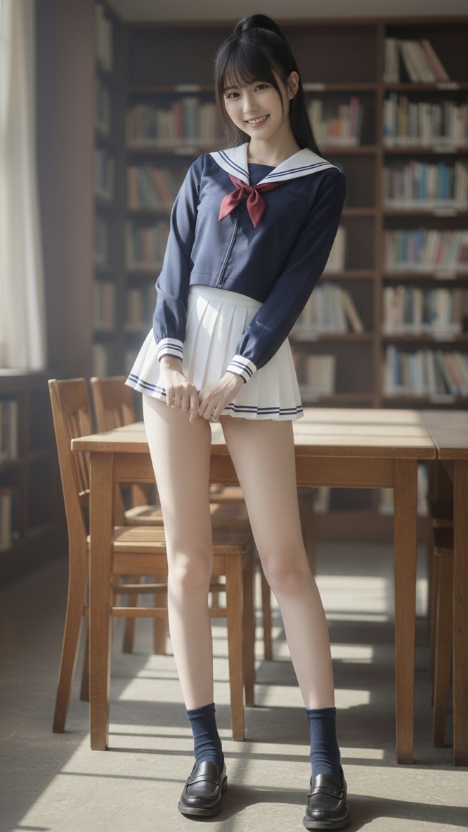 mai_aiphoto's tweet photo. 「ねぇ、本当に勉強する気ある…？」

放課後の図書室、誰もいないのをいいことに
君がカメラを向けてくるから
ちっとも教科書の内容が頭に入ってこないよ。

最初は真面目に座ってたのに、
「こっち向いて」「もっと笑って」なんて
リクエストが止まらないんだもん。

君のレンズ越しに見つめられると、
なんだかいつもより大胆になっちゃう気がする。
短いスカートも、君の前だから
…わざと、だよ？

静かすぎて、私の心臓の音が
君に聞こえてそうでちょっと恥ずかしいな。

今日のベストショット、どれだと思う？
1. ちょっぴり大胆に座る私

2. ちょっと強気なモデルポーズ

3. 照れ隠しに笑っちゃった私

4. 近くで見つめる私

君が一番「ドキッ」としたのは何枚目？リプで教えて！✨

SFW Fictional digitalart
#AIart #制服 #AIグラビア