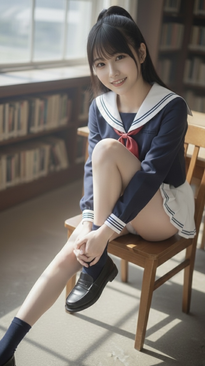 mai_aiphoto's tweet photo. 「ねぇ、本当に勉強する気ある…？」

放課後の図書室、誰もいないのをいいことに
君がカメラを向けてくるから
ちっとも教科書の内容が頭に入ってこないよ。

最初は真面目に座ってたのに、
「こっち向いて」「もっと笑って」なんて
リクエストが止まらないんだもん。

君のレンズ越しに見つめられると、
なんだかいつもより大胆になっちゃう気がする。
短いスカートも、君の前だから
…わざと、だよ？

静かすぎて、私の心臓の音が
君に聞こえてそうでちょっと恥ずかしいな。

今日のベストショット、どれだと思う？
1. ちょっぴり大胆に座る私

2. ちょっと強気なモデルポーズ

3. 照れ隠しに笑っちゃった私

4. 近くで見つめる私

君が一番「ドキッ」としたのは何枚目？リプで教えて！✨

SFW Fictional digitalart
#AIart #制服 #AIグラビア