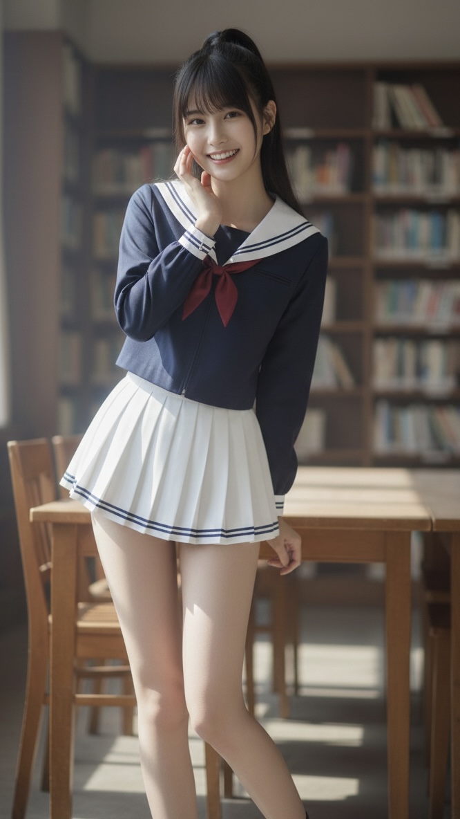 mai_aiphoto's tweet photo. 「ねぇ、本当に勉強する気ある…？」

放課後の図書室、誰もいないのをいいことに
君がカメラを向けてくるから
ちっとも教科書の内容が頭に入ってこないよ。

最初は真面目に座ってたのに、
「こっち向いて」「もっと笑って」なんて
リクエストが止まらないんだもん。

君のレンズ越しに見つめられると、
なんだかいつもより大胆になっちゃう気がする。
短いスカートも、君の前だから
…わざと、だよ？

静かすぎて、私の心臓の音が
君に聞こえてそうでちょっと恥ずかしいな。

今日のベストショット、どれだと思う？
1. ちょっぴり大胆に座る私

2. ちょっと強気なモデルポーズ

3. 照れ隠しに笑っちゃった私

4. 近くで見つめる私

君が一番「ドキッ」としたのは何枚目？リプで教えて！✨

SFW Fictional digitalart
#AIart #制服 #AIグラビア