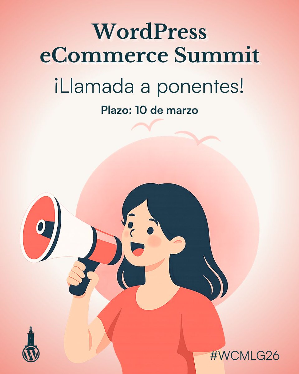 🎤 Call for Speakers abierta 

📅 24–25 abril 2026
⏰ Deadline: 10 marzo 2026 – 23:59 CET

👉 Envía tu propuesta:
malaga.wordcamp.org/2026/llamada-a… 

#WCMLG26 #WordPress #eCommerceSummit #CallForSpeakers