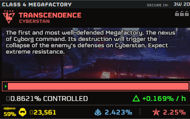 helldivers2GWC's tweet photo. 🌎//> INCOMING TRANSMISSION...

STAR KIELD has been wiped off the surface of Cyberstan. Its time for the final push Helldivers!

⏳Expires in 30 hours due to low Reserve forces

⚠️Critical Priority⚠️
🤖Automatons:
TRANSCENDENCE

 #Helldivers #Helldivers2 https://t.co/cIG8krkQOc