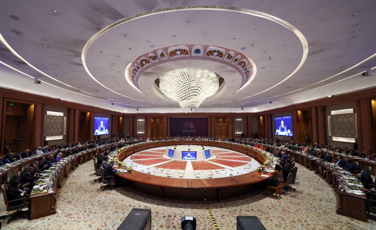 narendramodi's tweet image. In my address at the Leaders’ Plenary at the AI Impact Summit, emphasised the need to build a global AI ecosystem that is human-centric and sensitive. After all, humanity has always turned disruptions into opportunities and the rise of AI presents yet another such key