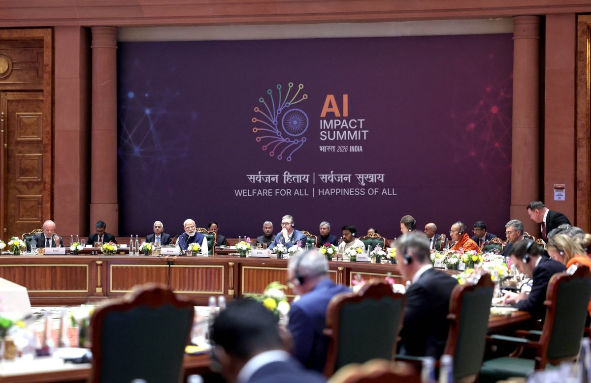 narendramodi's tweet image. In my address at the Leaders’ Plenary at the AI Impact Summit, emphasised the need to build a global AI ecosystem that is human-centric and sensitive. After all, humanity has always turned disruptions into opportunities and the rise of AI presents yet another such key