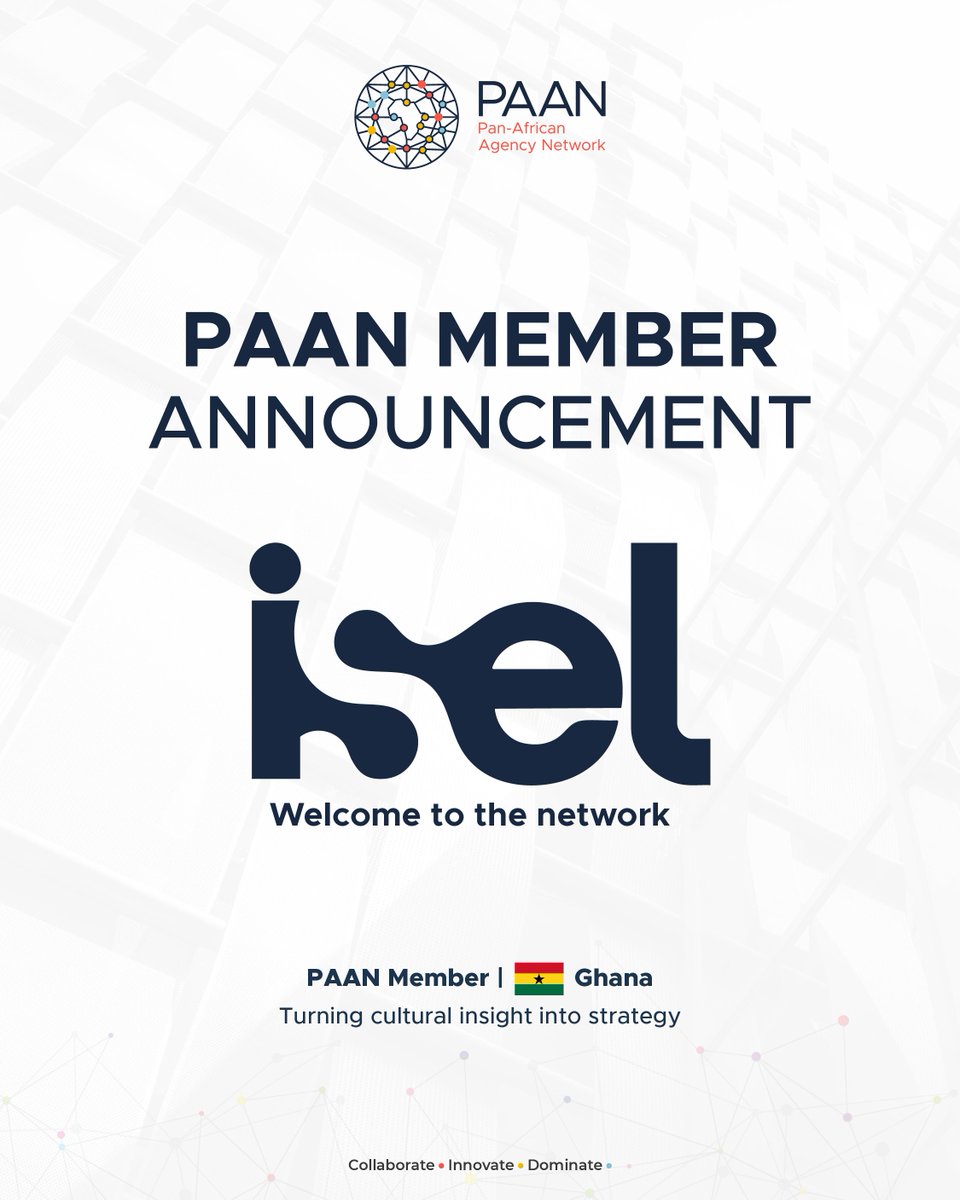 Say hello to <a href="/WeAreiSel/">iSel 🇬🇭</a>, a socially-led creative agency from Ghana driven by cultural insight, community, and data. 

Their work brings together research, social dynamics, creative strategy, production, media, experiential, and influencer marketing to build experiences.

#PAAN