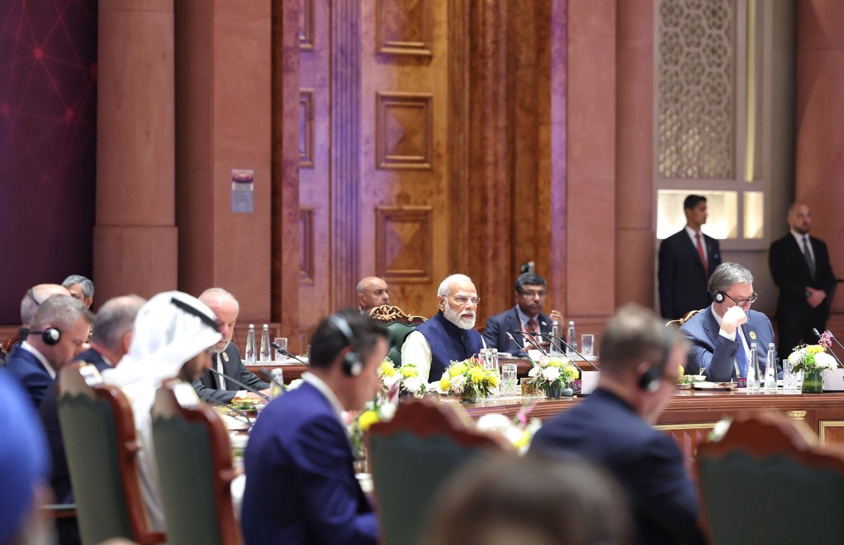 narendramodi's tweet image. In my address at the Leaders’ Plenary at the AI Impact Summit, emphasised the need to build a global AI ecosystem that is human-centric and sensitive. After all, humanity has always turned disruptions into opportunities and the rise of AI presents yet another such key