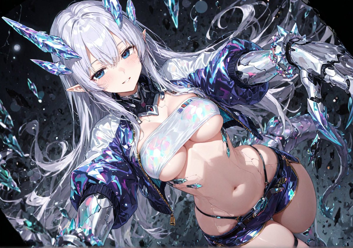 結晶機龍ちゃん #AIart #クリスタルドラゴン娘 微妙に頭が…… 痛いほど