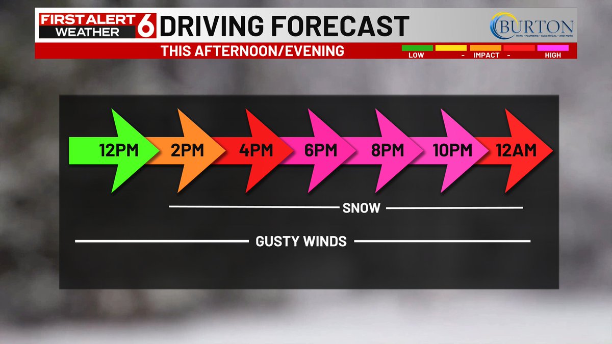 FIRST ALERT 6 WEATHER DAY THURSDAY: Snow starts up as early as 1pm ...
