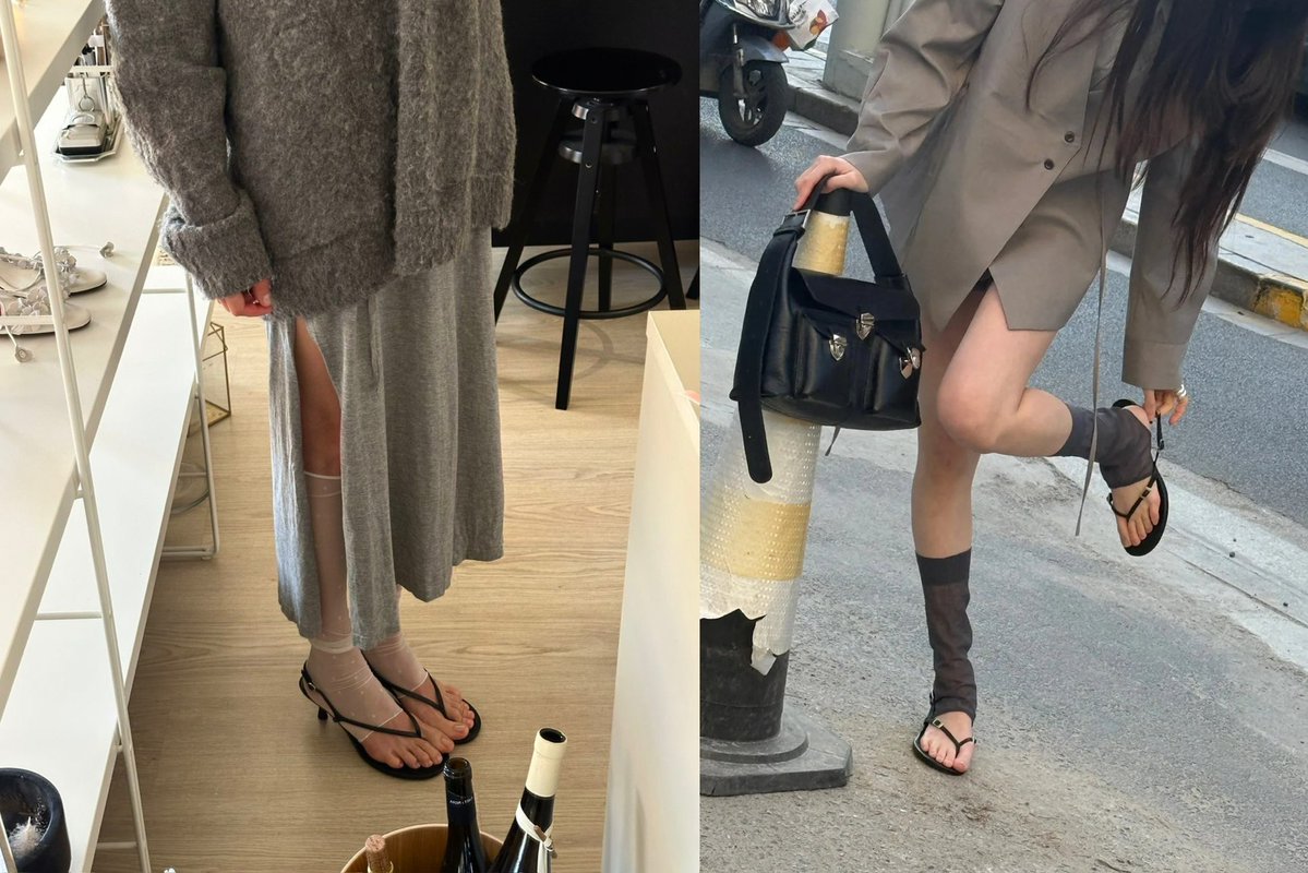 ถุงน่องเวอร์ชั้นไม่อับเท้าคู่ที่ 3 ใส่กับรองเท้าแตะกลัวเท้าโล่งเกินงี้ให้ดูมีความแกรมจดเข้าlistเรียบร้อย