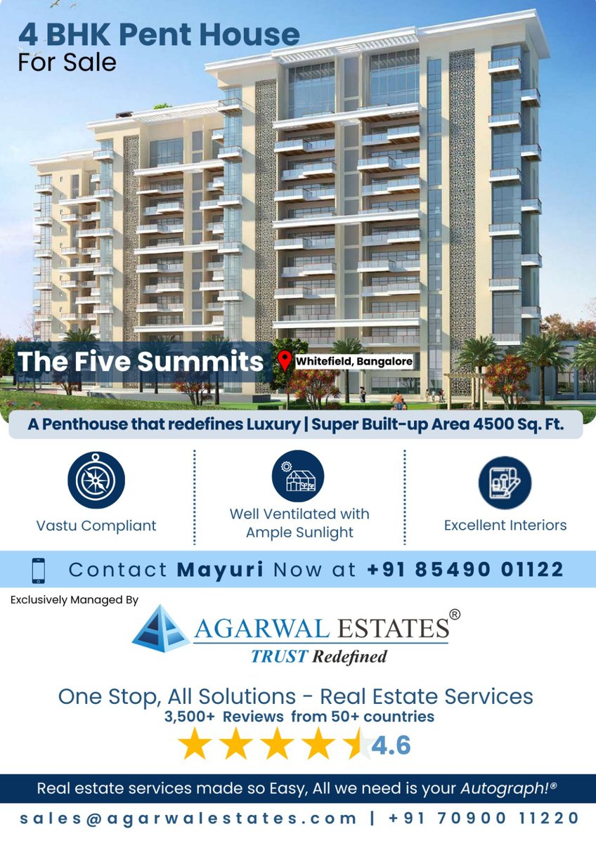 🏡 Penthouse for Sale – The Five Summits Address

Contact: Mayuri Ganguly
📞 +91 8549001122
✉ mayuri@agarwalestates