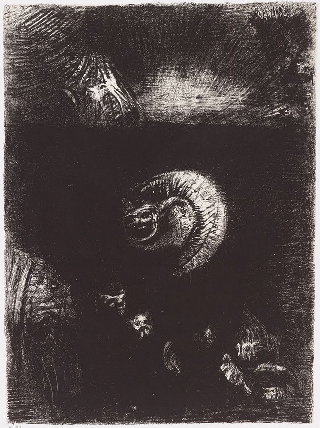 « Et toutes sortes de bêtes effroyables surgissent », Odilon Redon, 1888